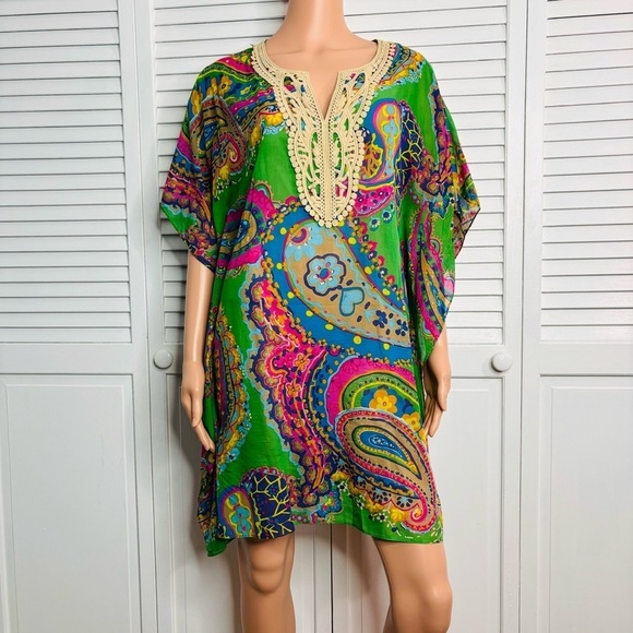 TRINA TURK Multicolor Theodora Caftan Dress Size Medium - Picture 1 of 6